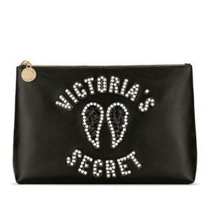 Victoria's Secret Runway Pearl Sequin Patch Angel Wings Makeup Case Pouch